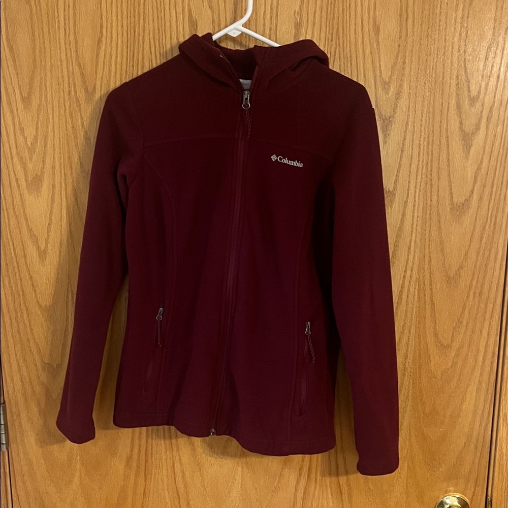Columbia Maroon Fleece Hooded Jacket
